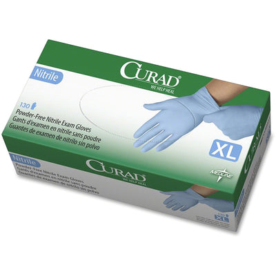 Medline Curad Powder-free Nitrile Disposable Exam Gloves, Blue, 130 / Box — view 1