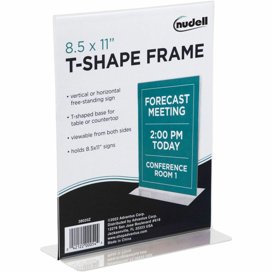 Golite nu-dell Freestanding T-shaped Sign Holder, 8.5" x 11", Plastic, Self-standing, NUD38020Z