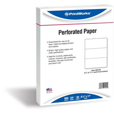 Paris Printworks Perforated Office Paper, White, 8 1/2" x 11", 500 / Ream, PRB04122