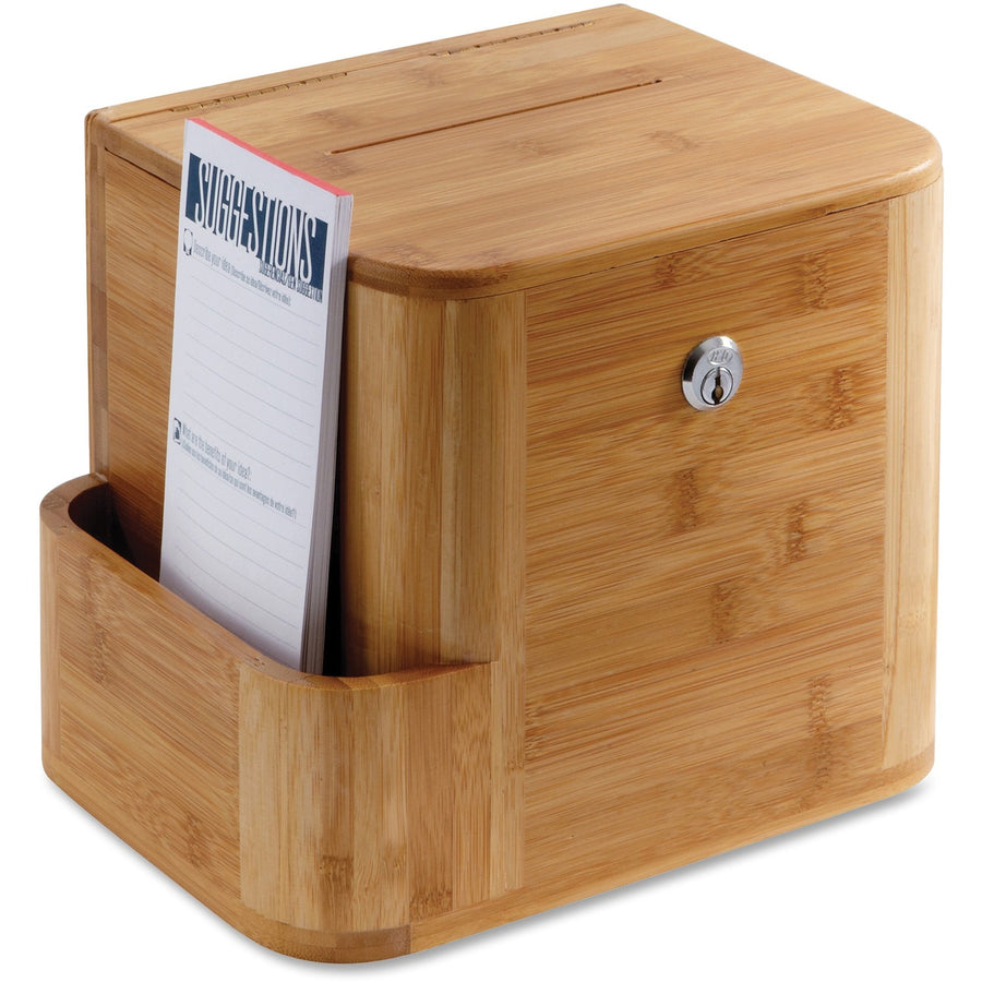 Safco Bamboo Suggestion Box, 10" x 14", Natural, Lockable, SAF4237NA