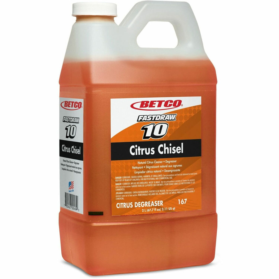 Betco FastDraw 10 Citrus Chisel Cleaner/Degreaser, Orange, 4 / Carton — view 1