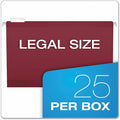 TOPS Pendaflex 1/5 Tab Cut Legal Hanging Folder, Burgundy, 8 1/2" Width x 14" Length, 25 / Box, PFX415315BUR