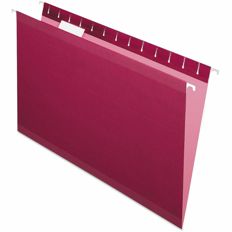 Pendaflex Reinforced Hanging Folders, 8.5" Width x 14" Length, Burgundy, 1/5, 25 / Box, PFX415315BUR