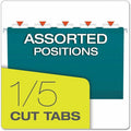 TOPS Pendaflex 1/5 Tab Cut Legal Hanging Folder, Teal, 8 1/2" Width x 14" Length, 25 / Box, PFX415315TEA