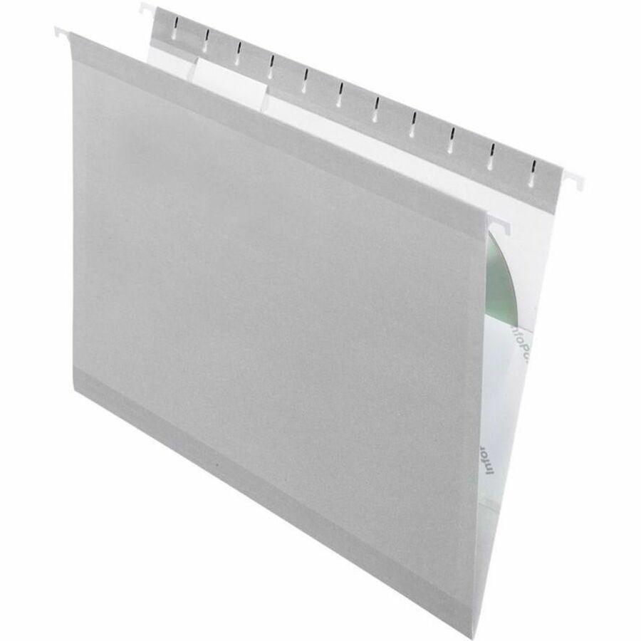 TOPS Pendaflex 1/5 Tab Cut Letter Recycled Hanging Folder, Gray, 8 1/2" Width x 11" Length, 25 / Box — view 1