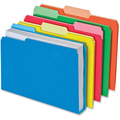 TOPS Pendaflex Double Stuff 1/3 Tab Cut Letter Recycled Top Tab File Folder, Bright Green, 8 1/2" Width x 11" Length, 50 / Box — view 1