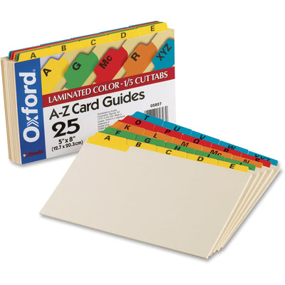 TOPS Oxford A-Z Laminated Tab Card Guides, Assorted, 25 / Set — view 1
