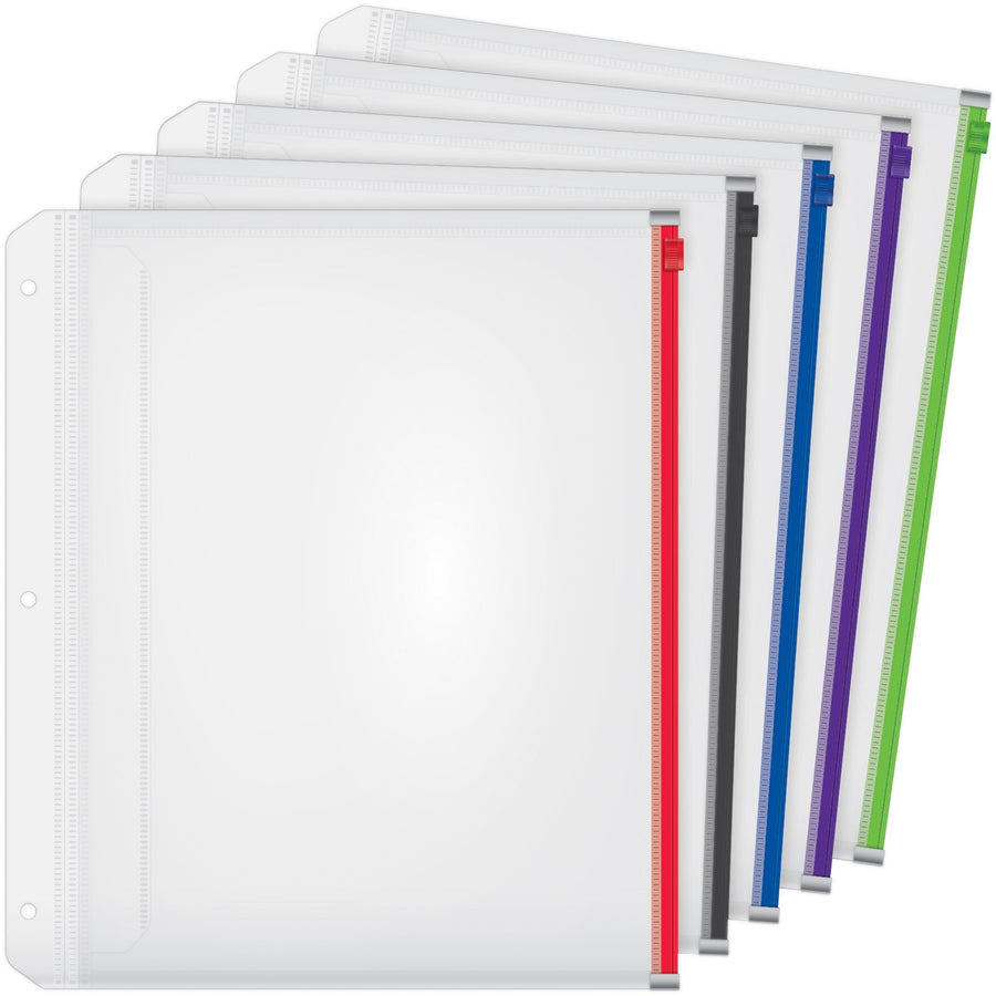 TOPS Cardinal Zipper Binder Pockets, Green, 8 1/2" Width x 11" Length, 5 / Pack — view 1