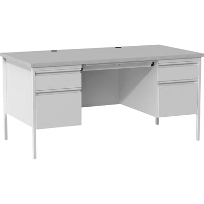 Lorell Fortress Series Double-Pedestal Desk, Gray, LLR60935