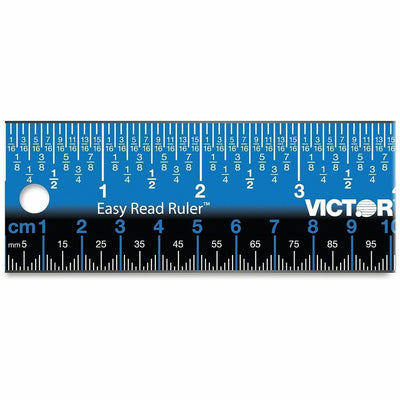 Victor Stainless Steel Dual Colour Easy Read Ruler, Black, VCTEZ12SBL