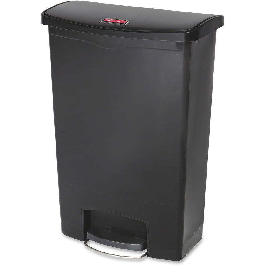 Rubbermaid Commercial Slim Jim Black 24G Front Step Can, 24 gal, /CT — view 1