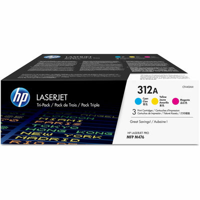 HP 312A (CF440AM) Original Standard Yield Laser Toner Cartridge - Tri-pack - Cyan, Magenta, Yellow - 1 Carton, HEWCF440AM
