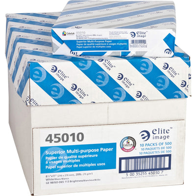 Elite Image Superior Multipurpose Paper - White, Bright White, 8 1/2" x 11", 40 / Pallet, ELI45010PL