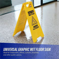 Genuine Joe Universal Graphic Wet Floor Sign, Yellow, GJO85117