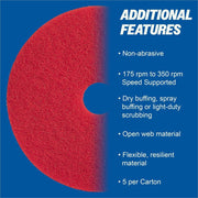 Genuine Joe Red Buffing Floor Pad, 1 Carton
