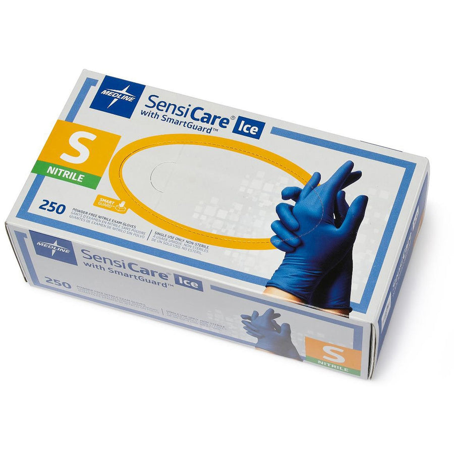 Medline SensiCare Ice Blue Nitrile Exam Gloves, Dark Blue, 250 / Box — view 1