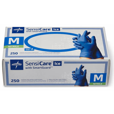 Medline SensiCare Ice Blue Nitrile Exam Gloves, Dark Blue, 250 / Box — view 1