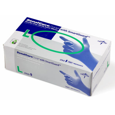 Medline SensiCare Ice Blue Nitrile Exam Gloves, Dark Blue, 250 / Box — view 1