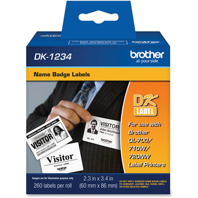 Brother Adhesive Name Badge Labels, White, 260 / Roll — view 1