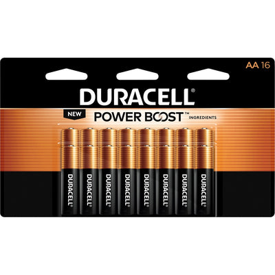 Duracell Coppertop Alkaline AA Batteries, Black, 16 / Pack, DURMN1500B16Z