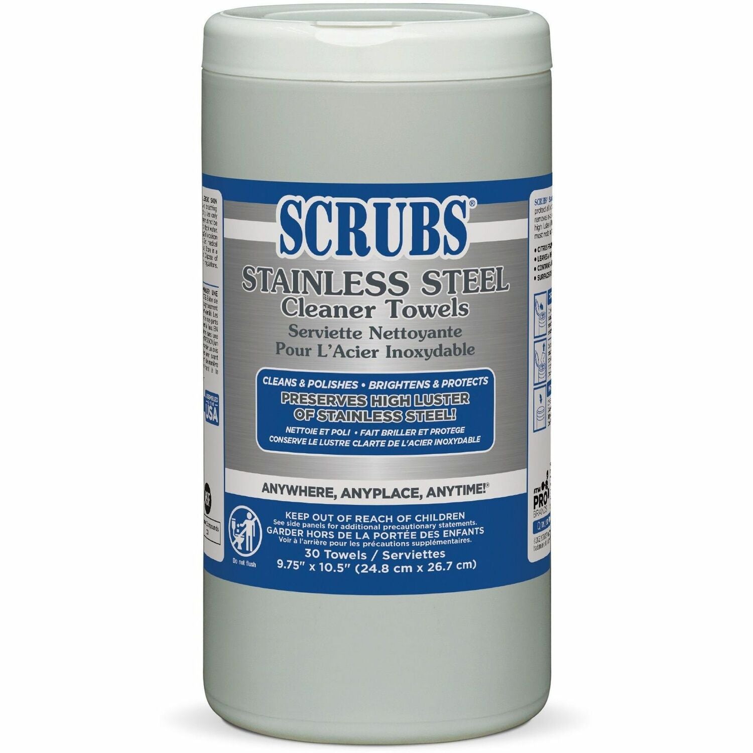 SCRUBS Stainless Steel Cleaner Wipes, 1 Each