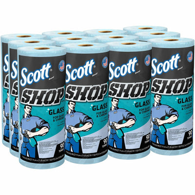 Kimberly-Clark Scott Glass Cleaning Shop Towels, Blue, 1 Carton, KCC32896