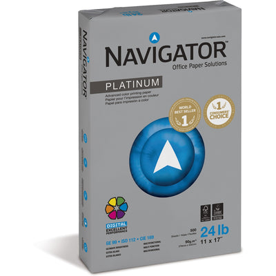 The Navigator Navigator Platinum Superior Productivity Multipurpose Paper - Silky Touch - Bright, White, 11" x 17", 5 / Carton — view 1