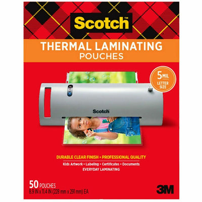 3M Scotch Thermal Laminating Pouches, Clear, 1 Pack, MMMTP585450