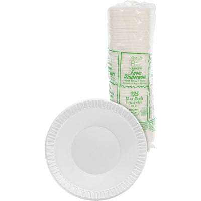 Dart Container Quiet Classic 12 oz Laminated Foam Bowls, White, 125 / Pack, DCC12BWWQR