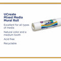 Dixon Ticonderoga UCreate Mixed Media Paper Roll, White, 1 Roll, PAC4845