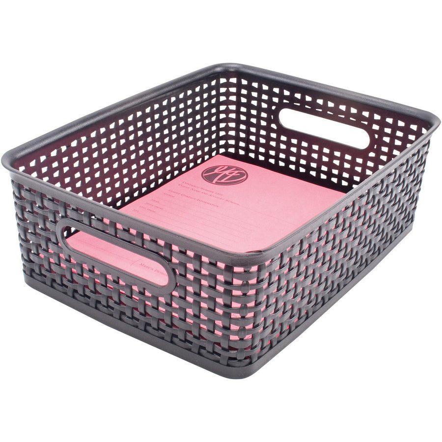 Advantus Plastic Weave Bins, Black, 1 Pack — view 1
