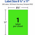 Avery Neon Shipping Labels, 8-1/2" x 11", 100 Labels (5940), Neon Green, 5 / Pack, AVE5940