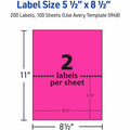 Avery Neon Shipping Labels, 5-1/2" x 8-1/2", 200 Labels (5948), Neon Magenta, 5 Pack, AVE5948