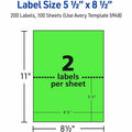 Avery Neon Shipping Labels, 5-1/2" x 8-1/2", 200 Labels (5952), Neon Green, 5 Pack, AVE5952