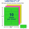 Avery 2"x 4" Neon Shipping Labels with Sure Feed, 500 Labels (5956), Neon Magenta, 5 Pack, AVE5956