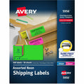 Avery 2"x 4" Neon Shipping Labels with Sure Feed, 500 Labels (5956), Neon Magenta, 5 Pack, AVE5956