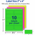 Avery 2"x 4" Neon Shipping Labels with Sure Feed, 1,000 Labels (5964), Neon Yellow, 5 Pack, AVE5964