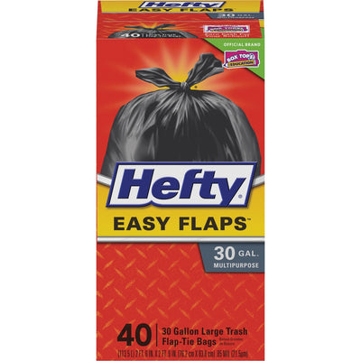 Reynolds Food Packaging Hefty Easy Flaps 30-gallon Large Trash Bags, Black, 40 / Box, RFPE27744
