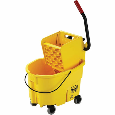 Rubbermaid Commercial Wave Brake Side Press Mop Bucket, Yellow, RCP7480YEL