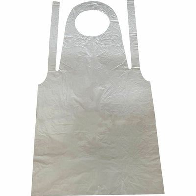 Genuine Joe 50" Disposable Poly Apron, White, 1 Pack, GJO85141