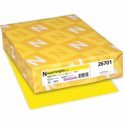 Neenah Paper Exact Brights Smooth Colored Paper - Yellow, Bright Yellow, 8 1/2" x 11", 1 Pack, WAU26701