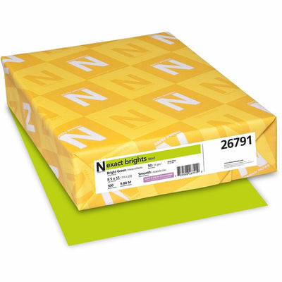 Neenah Paper Exact Brights Smooth Colored Paper - Green, Bright Green, 8 1/2" x 11", 1 Pack, WAU26791