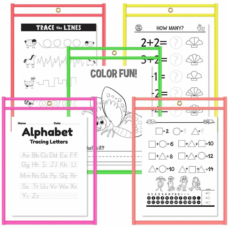 C-Line Reusable Dry Erase Pockets, Assorted, 9 x 12, 25/BX, 12" x 9", Easy to Clean, 25 / Box, CLI40820