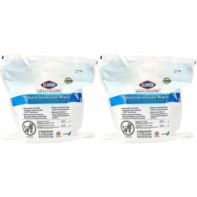 The Clorox Clorox Healthcare Bleach Germicidal Wipes Bucket Refill, White, 2 / Carton, CLO30359CT