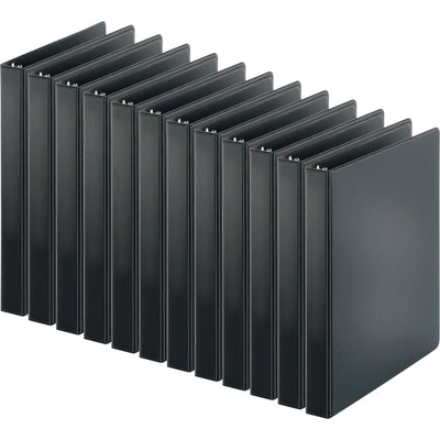 Business Source Basic Round-ring Binder, Black, 8 1/2" Width x 11" Length, 12 / Carton — view 1