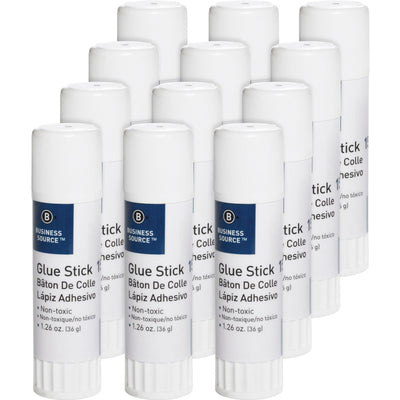 Business Source Glue Stick, White, 12 / Pack — view 1