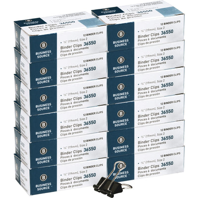 Business Source Fold-back Binder Clips, Black, 12 / Box — view 1
