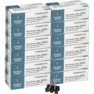 Business Source Fold-back Binder Clips, Black, 12 / Box — view 1