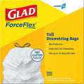The Clorox Glad ForceFlex Tall Kitchen Drawstring Trash Bags, White, 4 / Carton, CLO78526CT