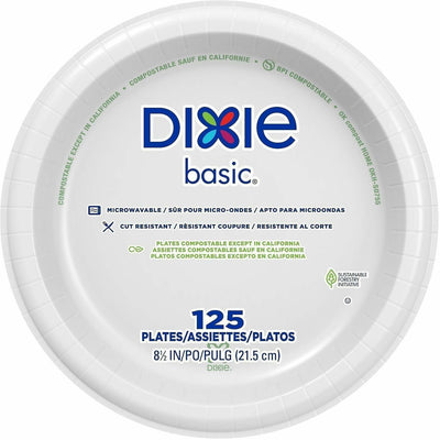 Georgia Pacific . Dixie Basic 8-1/2" Lightweight Paper Plates by GP Pro, White, 4 / Carton, DXEDBP09WCT
